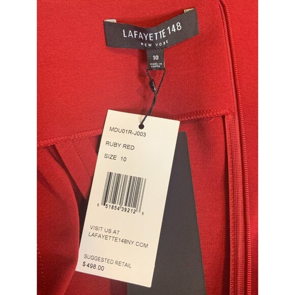 Lafayette 148 New York Ruby Red Short Sleeve Sheath Dress, Size 10, NWT! $498 - Picture 6 of 7